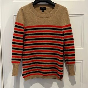 J. Crew Striped 100% Cashmere Sweater